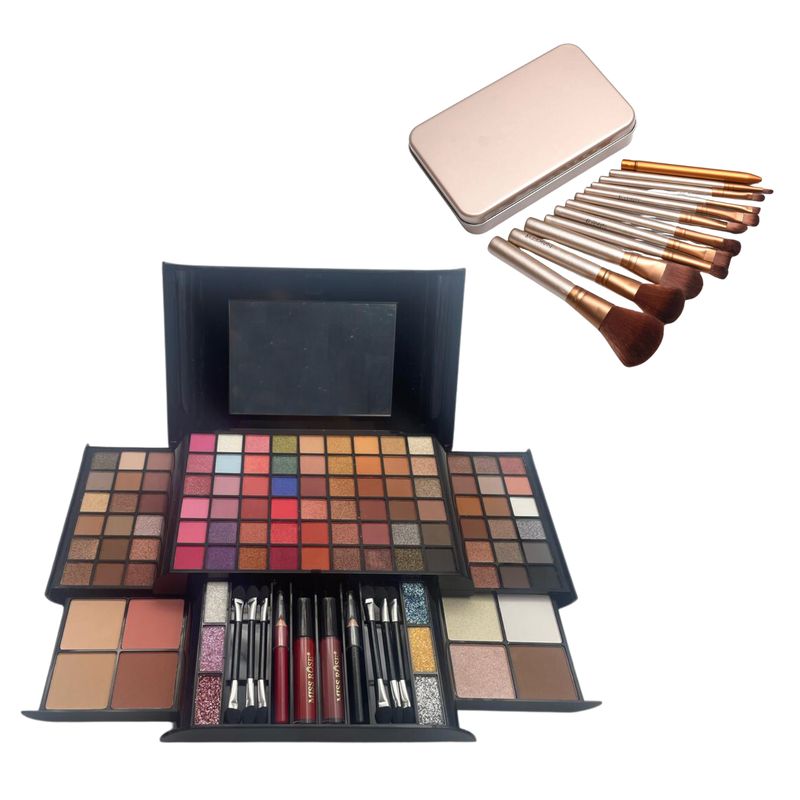 NEWKYLIE - Paleta maquillaje grande sombras labial rubor  set brochas.-