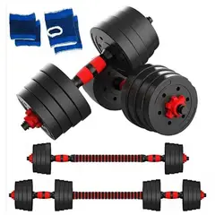 GENERICO - Set Mancuernas 20 Kilos Ajustables + Guantes + Muñequeras.