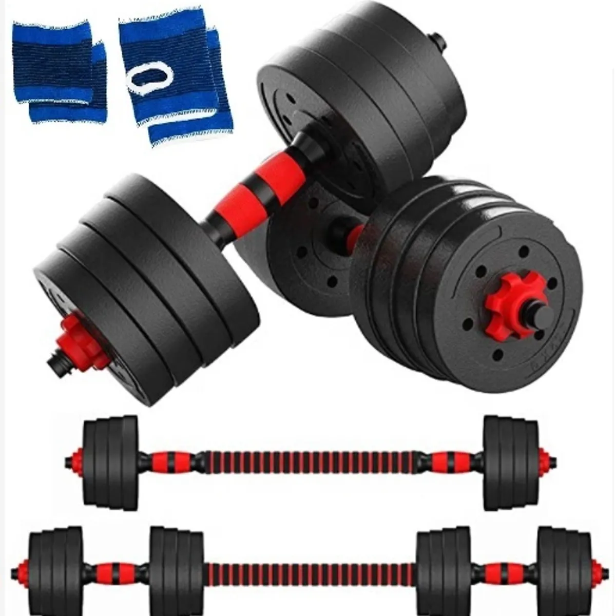 GENERICO - Set Mancuernas 10 Kilos Ajustables + Guantes + Muñequeras.