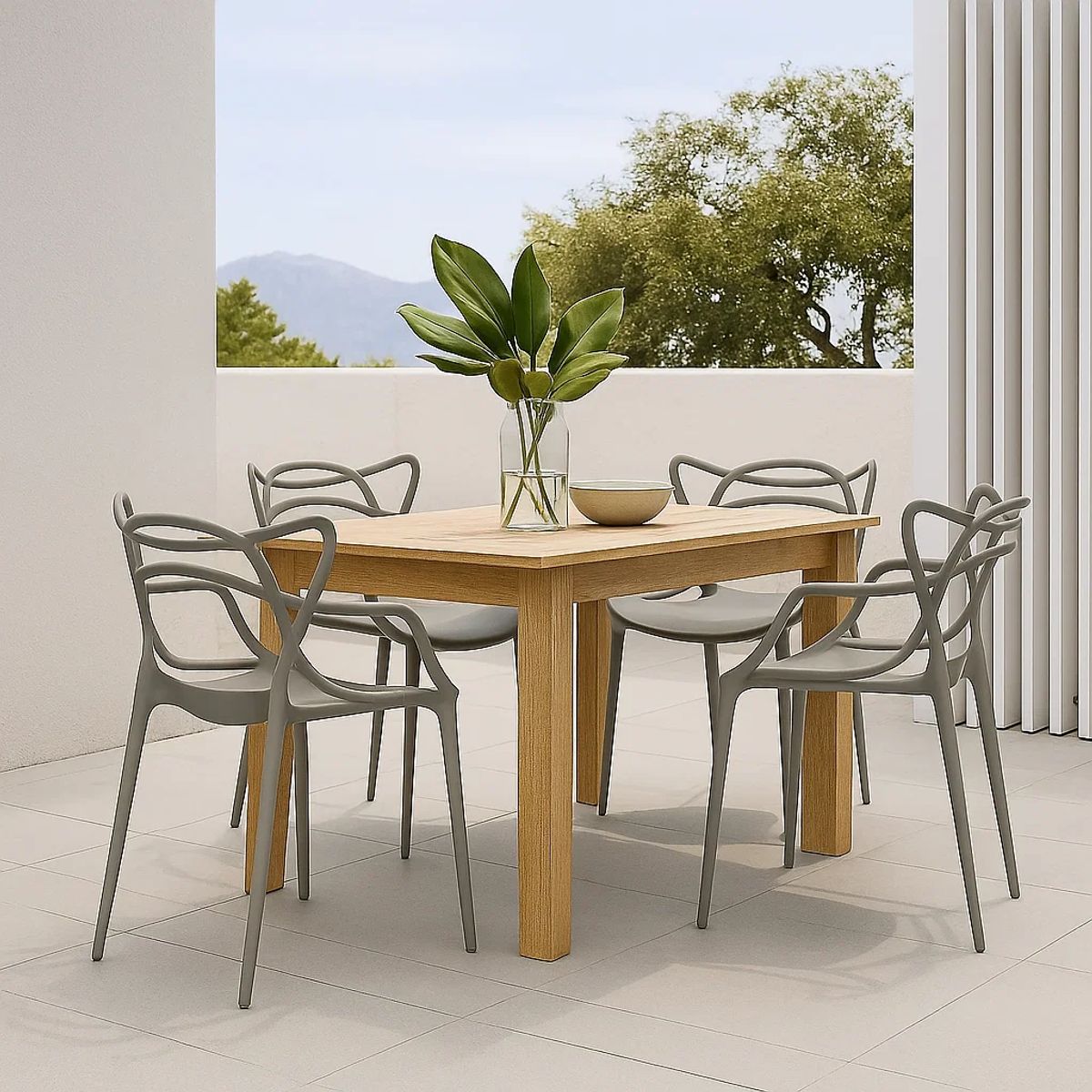 KLIK - Pack de 4 sillas de terraza o comedor Master - Gris KLIK