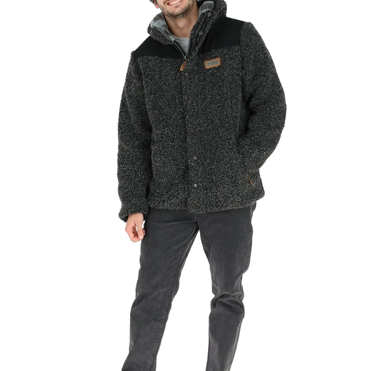 BUFFALO CHILE - Chaqueta Reversible Chipodos Negro Jaspeado - Diseño Gris Hombre