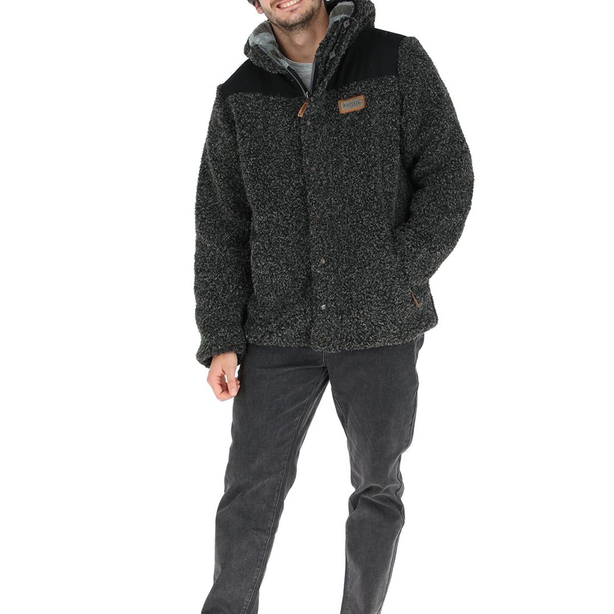 BUFFALO CHILE - Chaqueta Reversible Chipodos Negro Jaspeado - Diseño Gris Hombre
