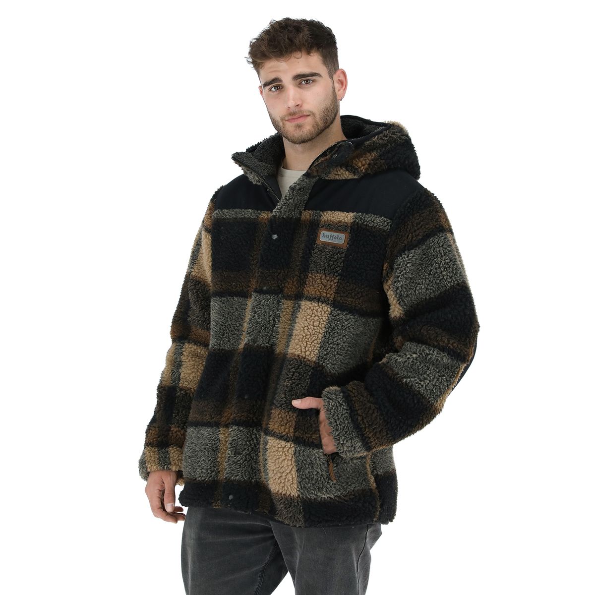 BUFFALO CHILE - Chaqueta Reversible Chipodos Pattern Negro - Marengo Jaspeado Hombre