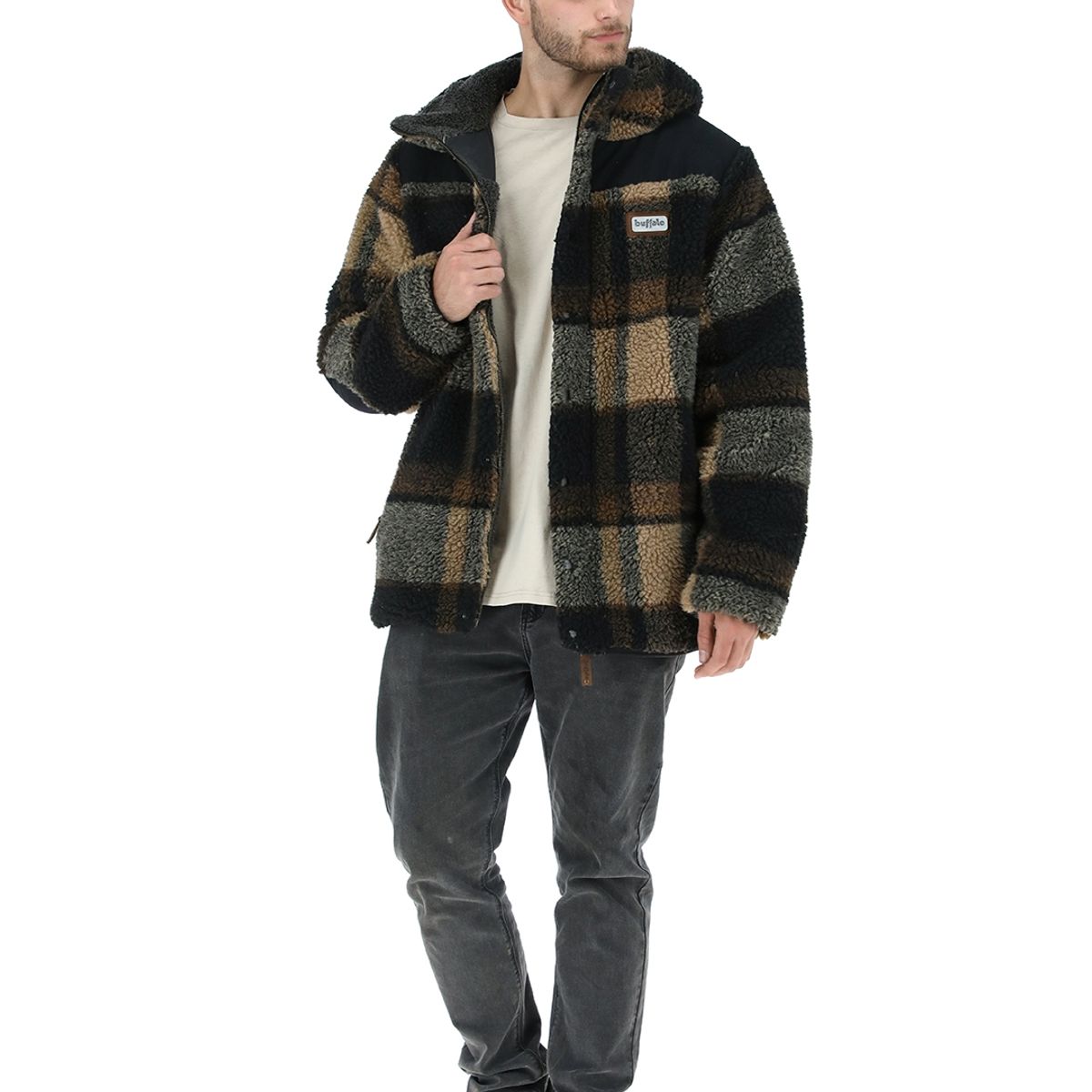 BUFFALO CHILE - Chaqueta Reversible Chipodos Pattern Negro - Marengo Jaspeado Hombre