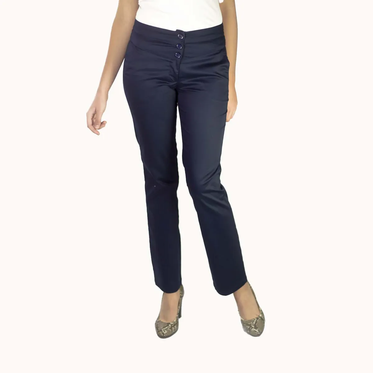 KAUTIVATE - Pantalón recto Gabardina Satín Elasticada