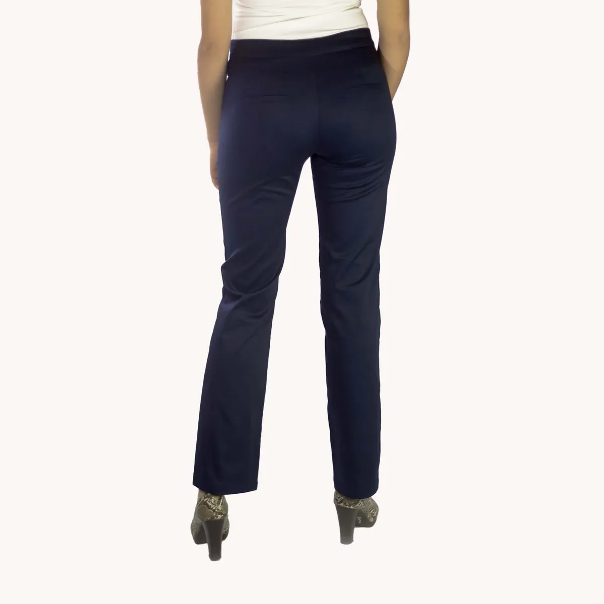 KAUTIVATE - Pantalón recto Gabardina Satín Elasticada