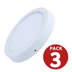 GENERICO - Panel Led Sobrepuesto Redondo 18w Luz NEUTRA Pack 3 Und