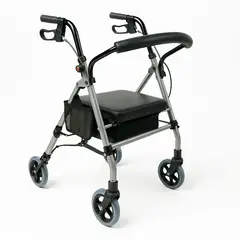 GLOMED - Andador Burro Ortopédico 4 Ruedas Asiento Y Canasto Gris