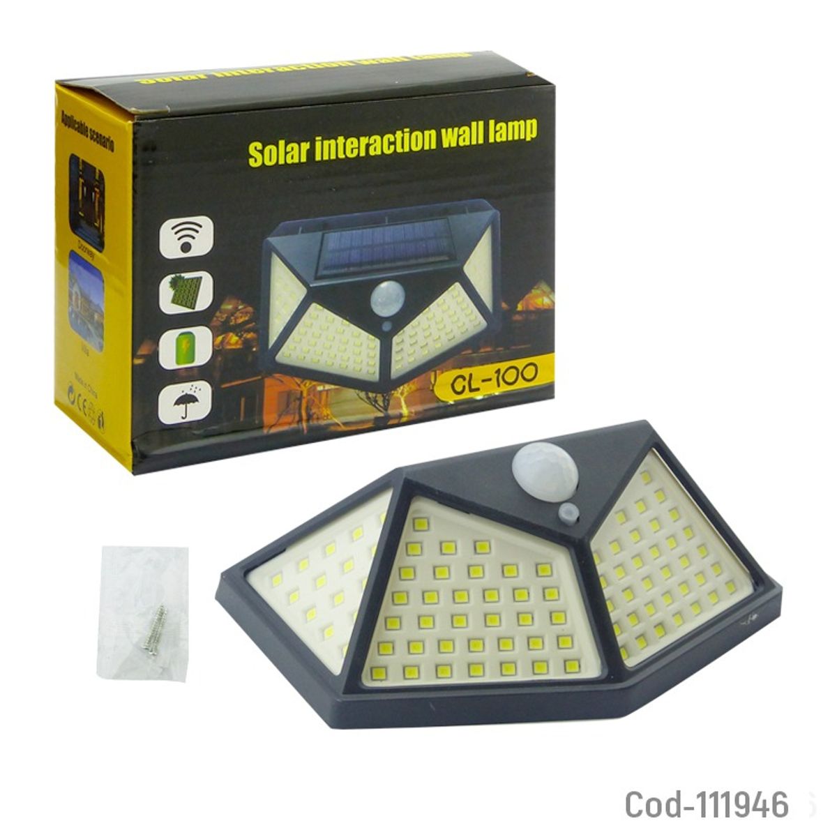 GENERICO - Mini Foco Solar 100 Led con Sensor de Movimiento