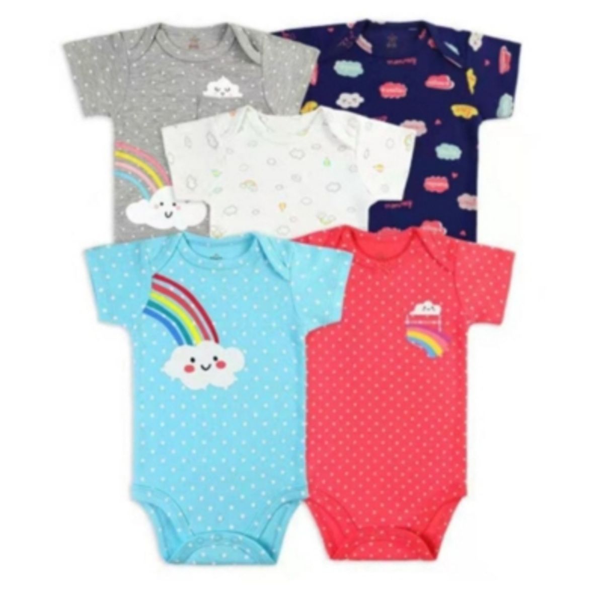 TEDMIMAK - Pack 5 Bodys Arcoíris Manga Corta 100% Algodón