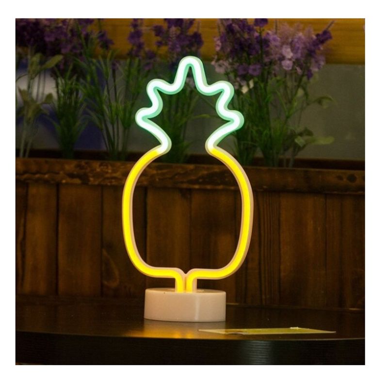 GENERICO - Lampara Led Neón De Piña Con Base De Soporte