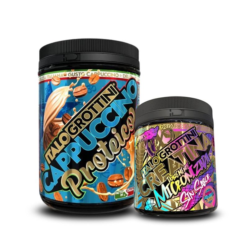 ITALO GROTTINI - CREATINA MONOHIDRATADA 300GR  PACK CAPPUCCINO PROTEICO 1KG