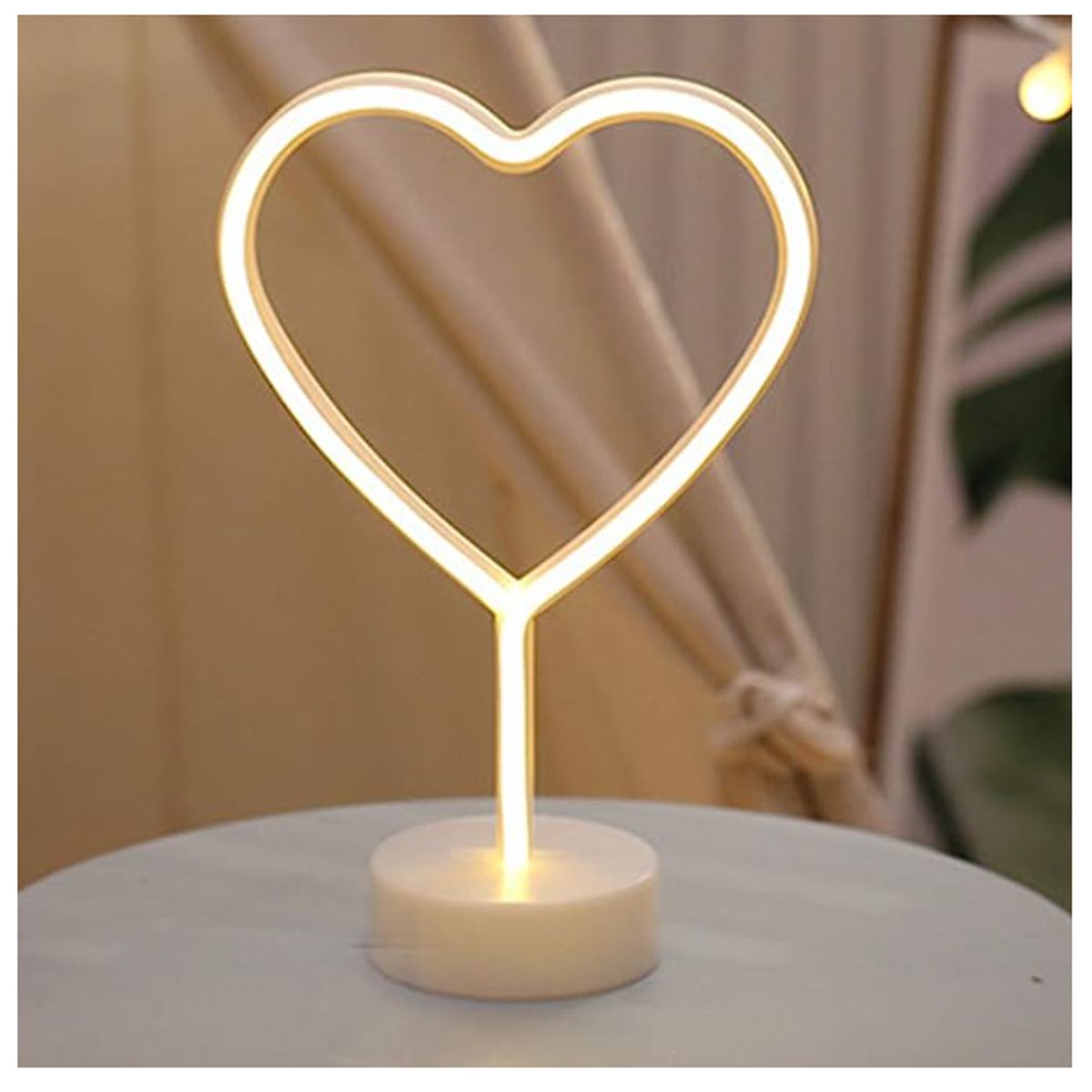 GENERICO - Lampara Led Neón De Corazón Con Base De Soporte.