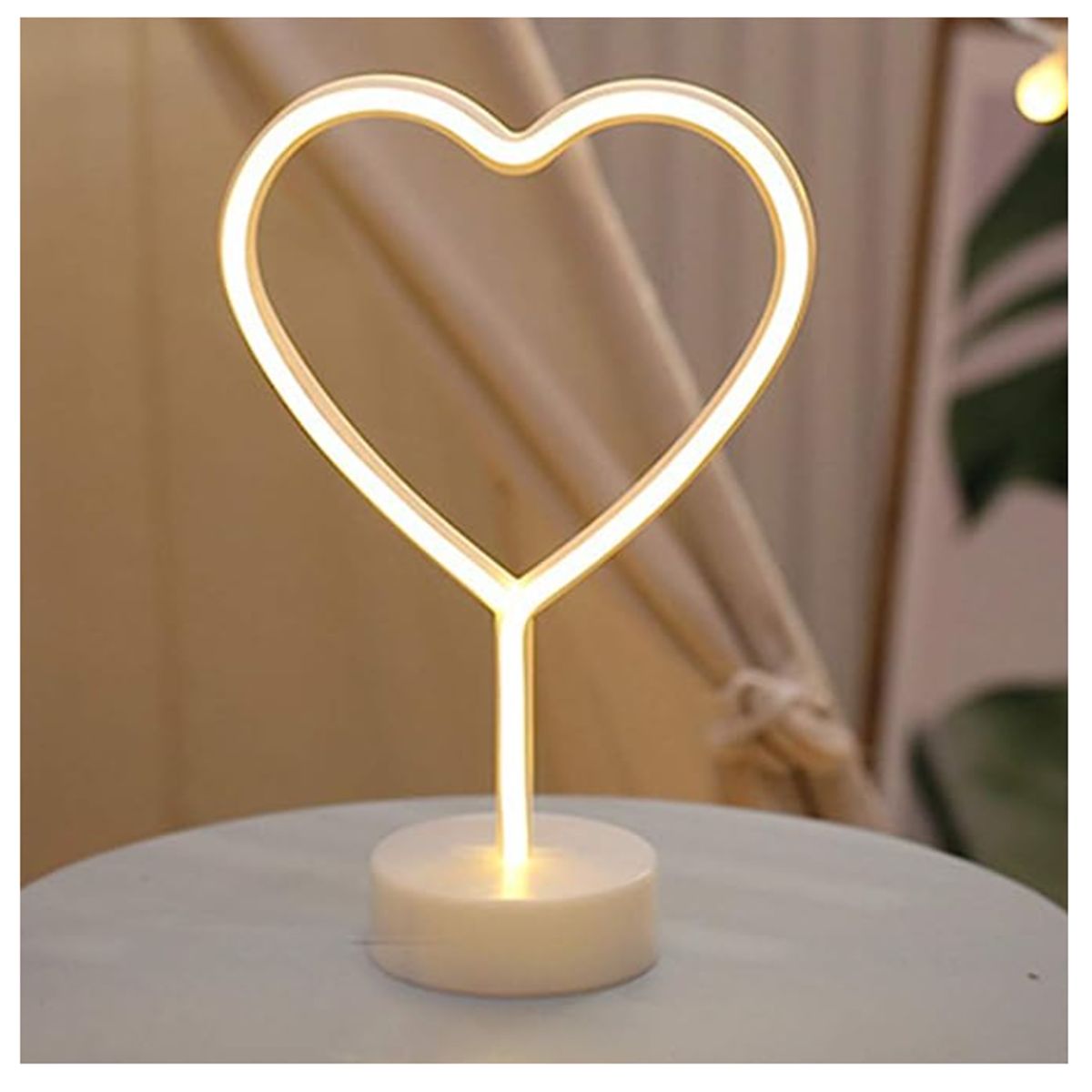 GENERICO - Lampara Led Neón De Corazón Con Base De Soporte.