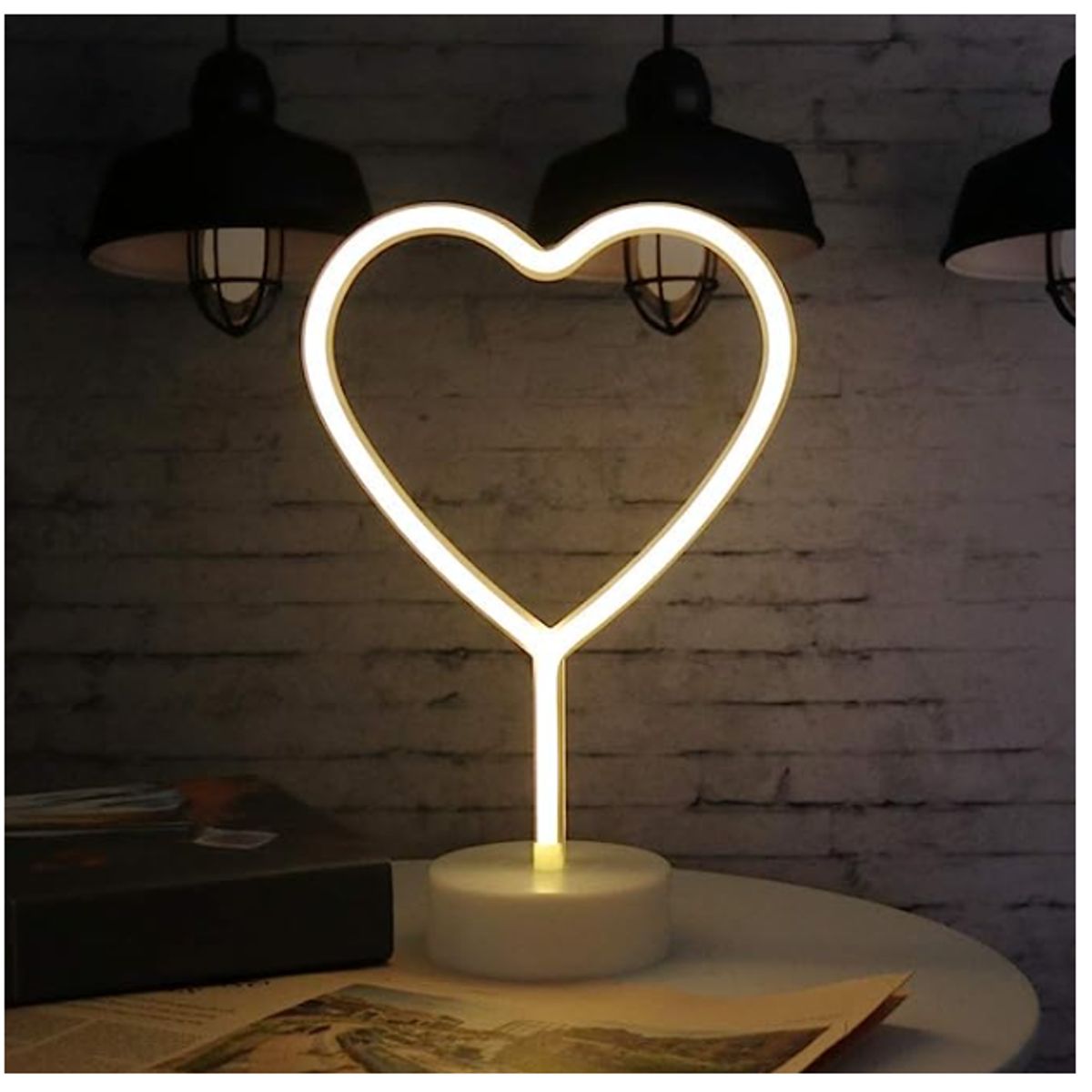 GENERICO - Lampara Led Neón De Corazón Con Base De Soporte.