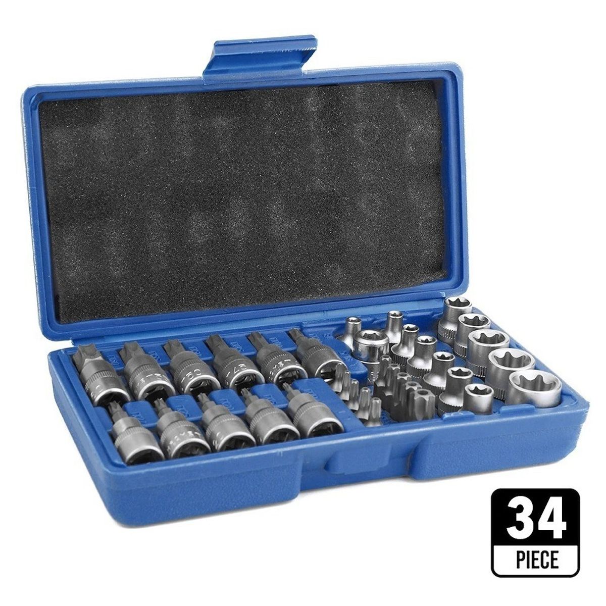 GENERICO - Juego Dados Torx Estrella Hembra Macho 34 Piezas 3/8