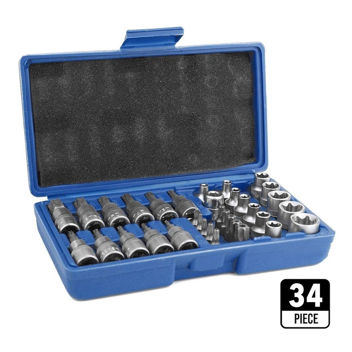 GENERICO - Juego Dados Torx Estrella Hembra Macho 34 Piezas 3/8