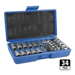 GENERICO - Juego Dados Torx Estrella Hembra Macho 34 Piezas 3/8