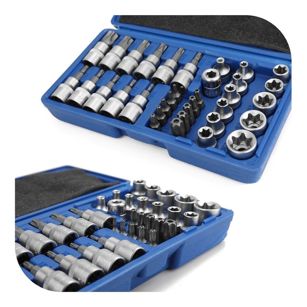 GENERICO - Juego Dados Torx Estrella Hembra Macho 34 Piezas 3/8