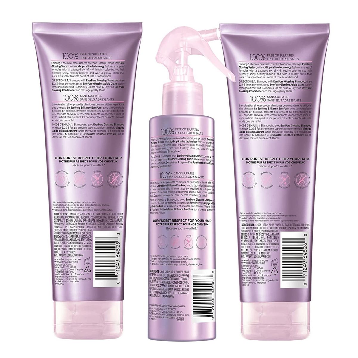 LOREAL PARIS - Tratamiento Capilar Glossing Sin Sulfatos Brillo Ever Pure