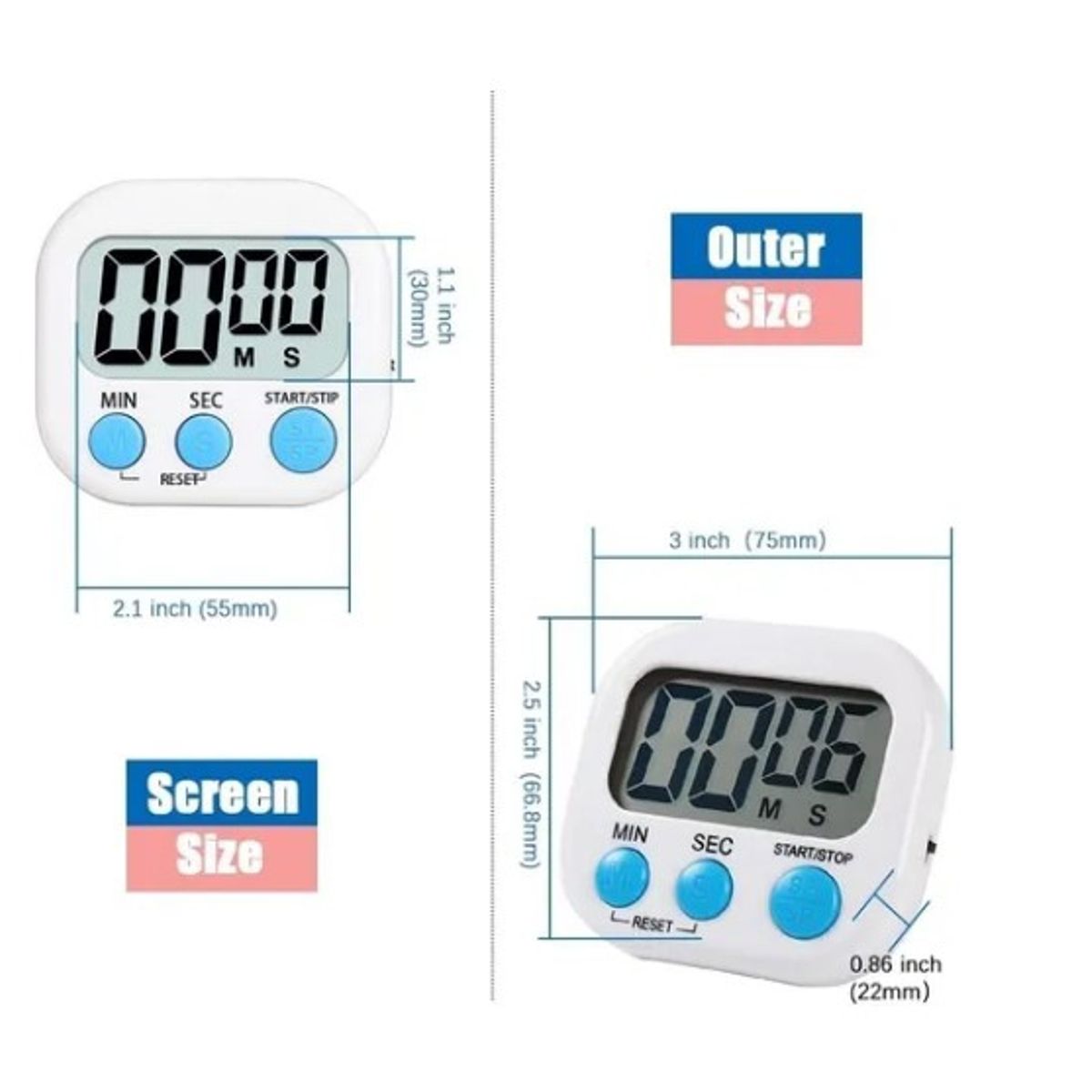 GENERICO - Timer Digital De Cocina Reloj Temporizador Blanco
