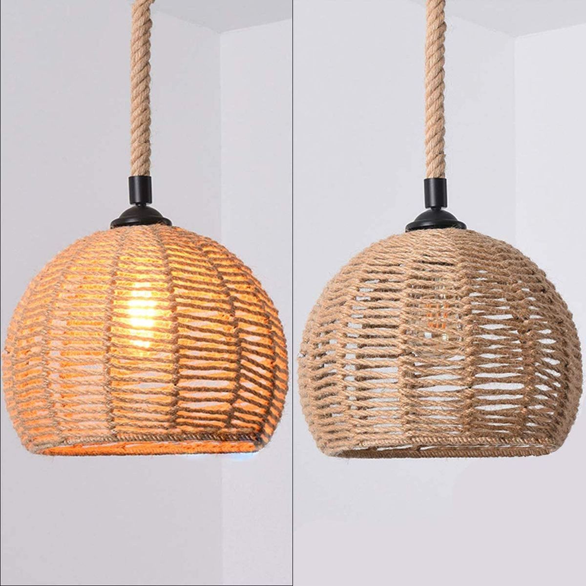 GENERICO - Lámpara Colgante Esfera De Hierro Y Cáñamo  Envio Gratis