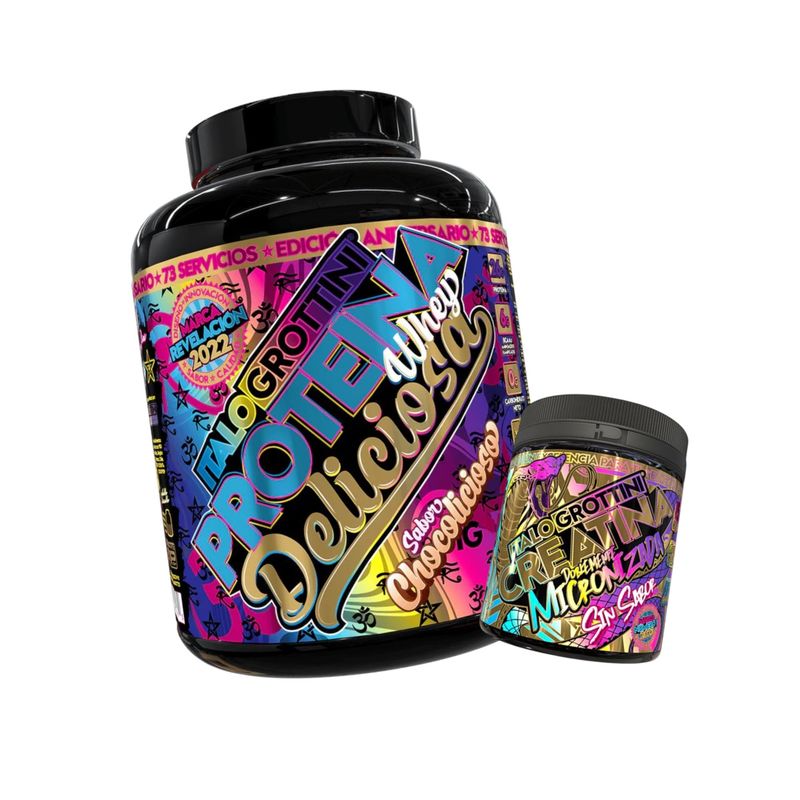 ITALO GROTTINI - CREATINA MONOHIDRATADA 300 GR PACK PROTEÍNA WHEY CHOCOLICIOSO 5 LB