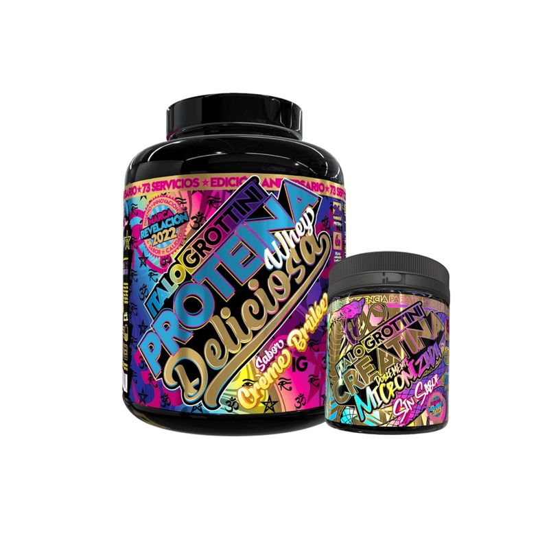ITALO GROTTINI - CREATINA MONOHIDRATADA 300 GR PACK PROTEÍNA WHEY CREME BRULEE 5 LB