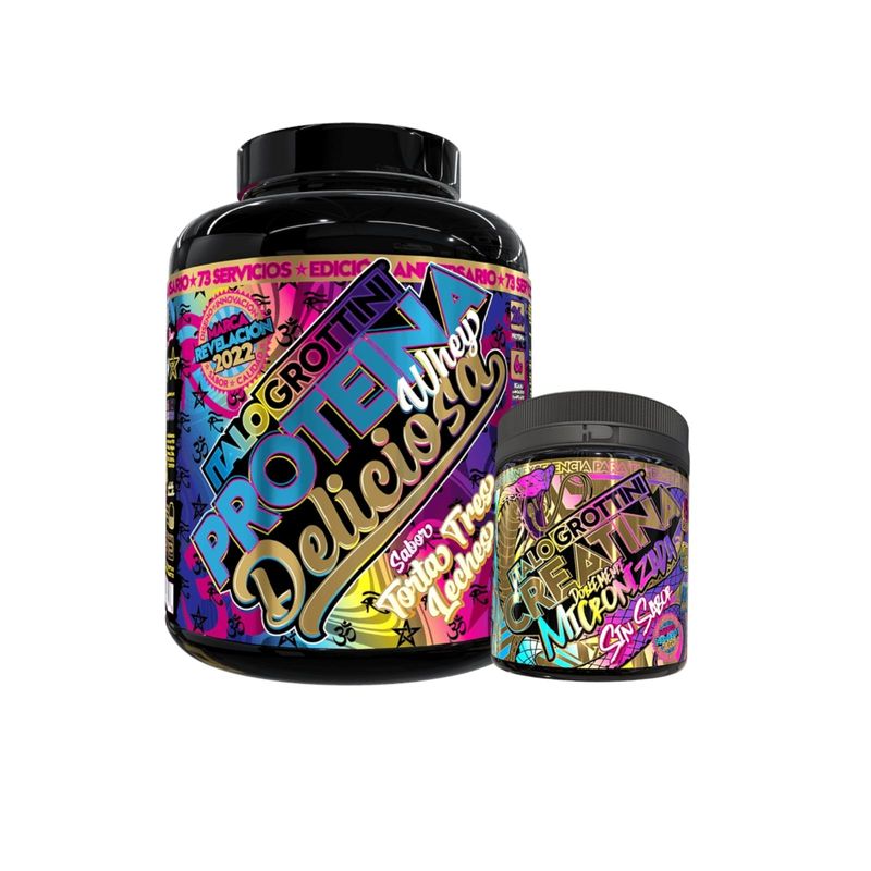 ITALO GROTTINI - CREATINA MONOHIDRATADA 300 GR PACK PROTEÍNA WHEY TORTA 3 LECHES 5 LB