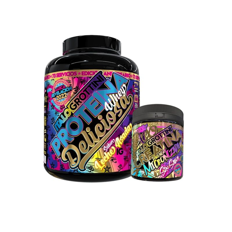 ITALO GROTTINI - CREATINA MONOHIDRATADA 300 GR PACK PROTEÍNA WHEY  LECHE ASADA 5 LB