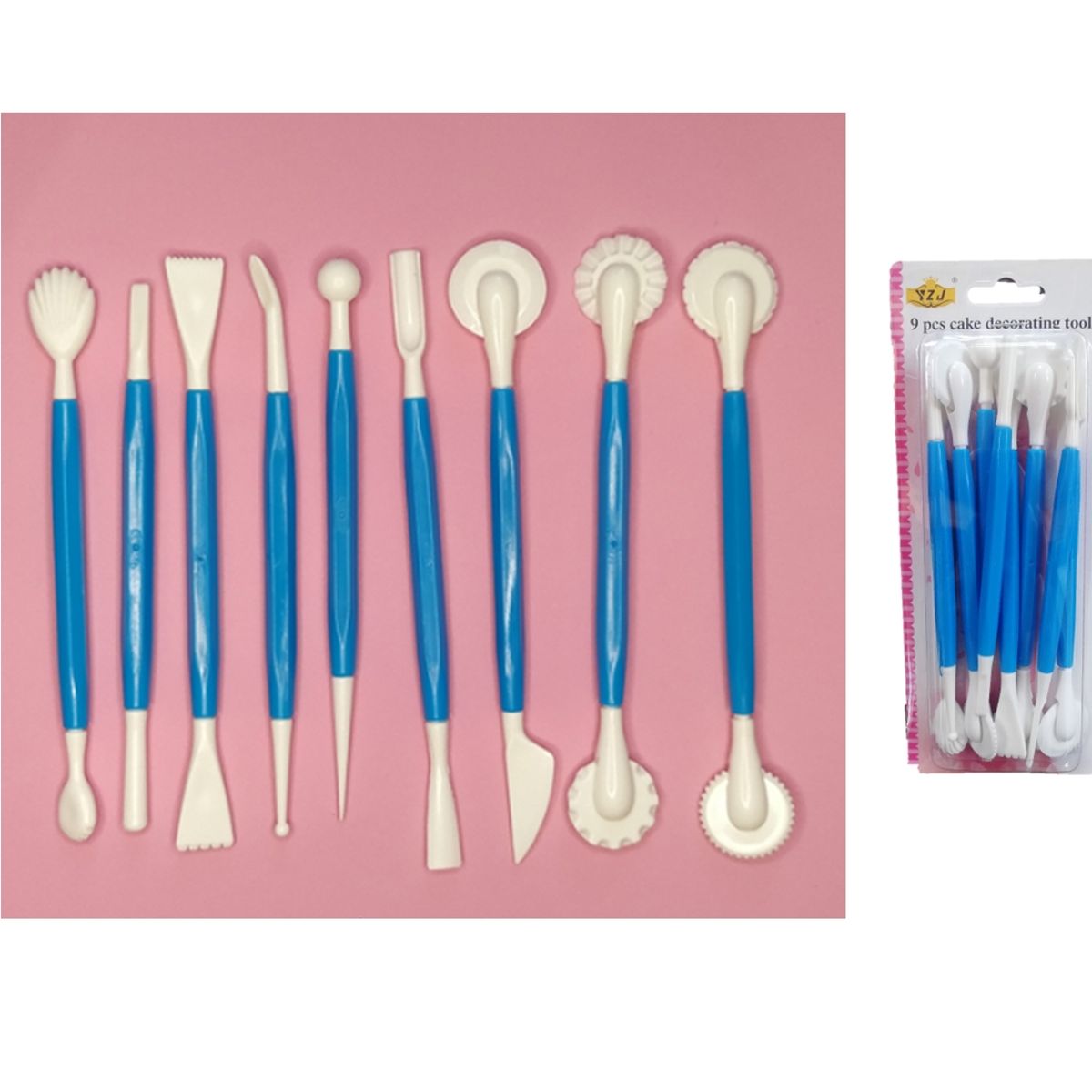 GENERICO - Set 9 pcs de  Estecas con Rodela para modelar