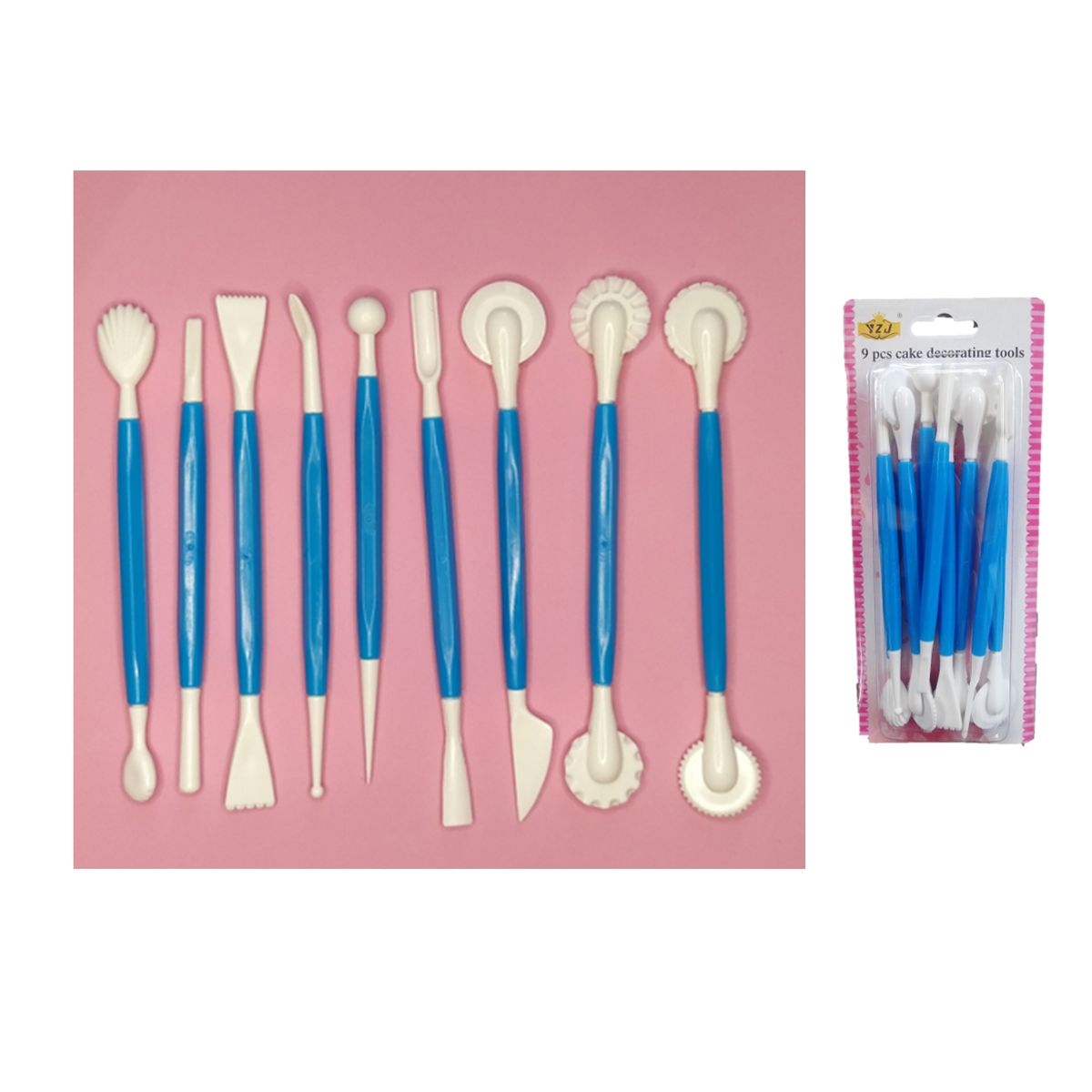 GENERICO - Set 9 pcs de  Estecas con Rodela para modelar