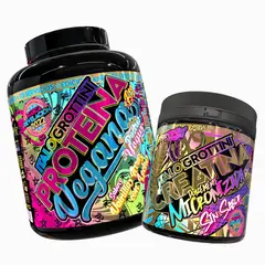 ITALO GROTTINI - CREATINA MONOHIDRATADA 300GR PACK PROTEINA VEGANA VAINILLA 5 LB