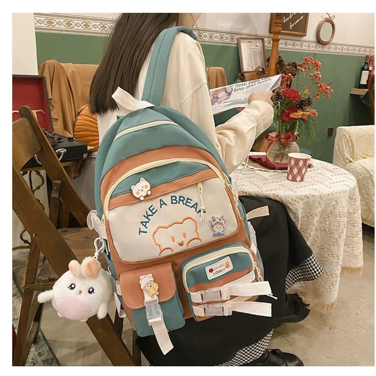 MV MOVAC - Mochila Bolso Escolar Kawaii Estilo Coreano Gran Capacidad Impermeable