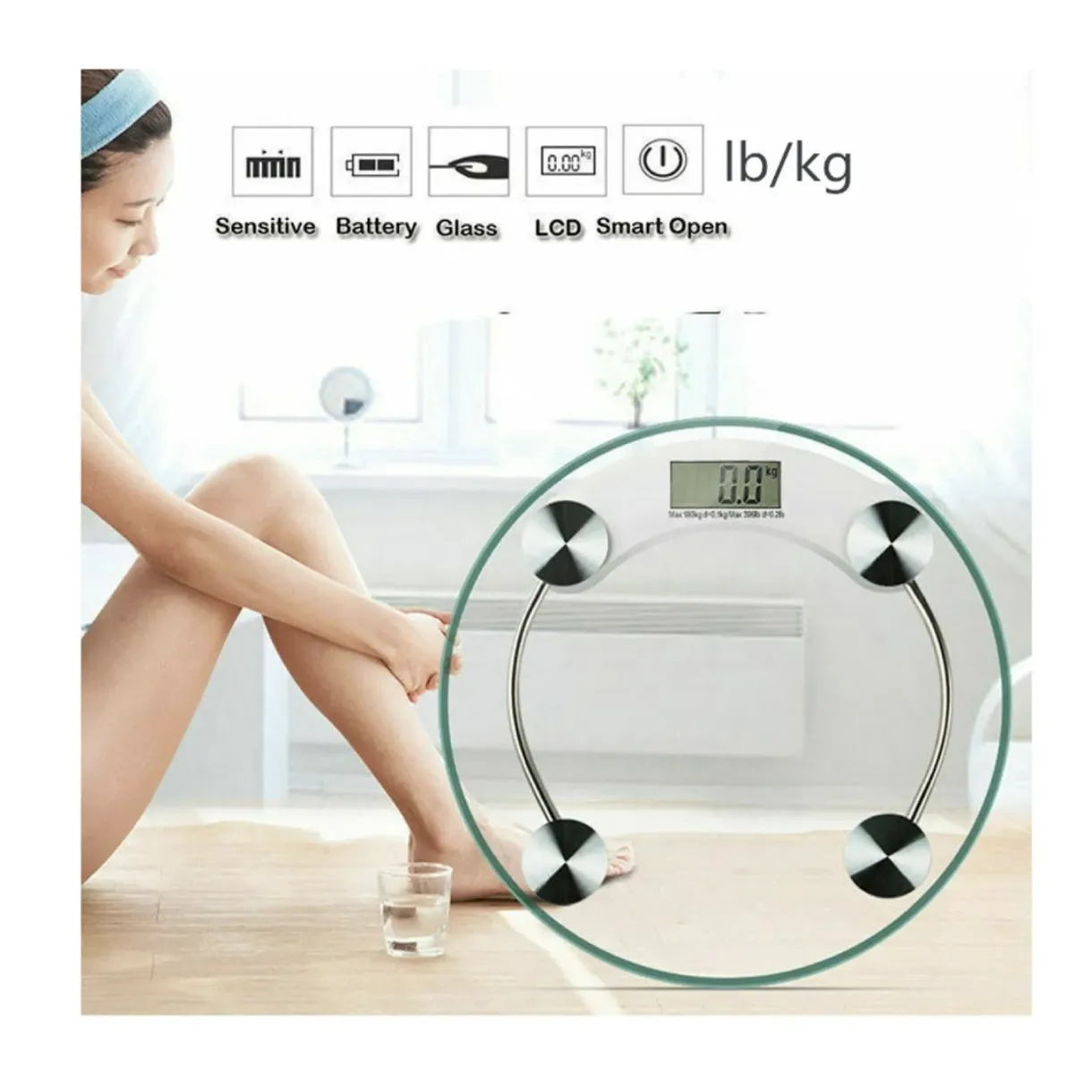 GENERICO - Balanza Peso Báscula Digital De Baño Vidrio 180k Redonda