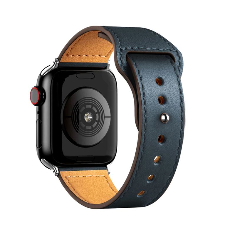 GENERICO - Correa Elegante Cuero Apple Watch Azul Marino 38mm 40mm 41mm