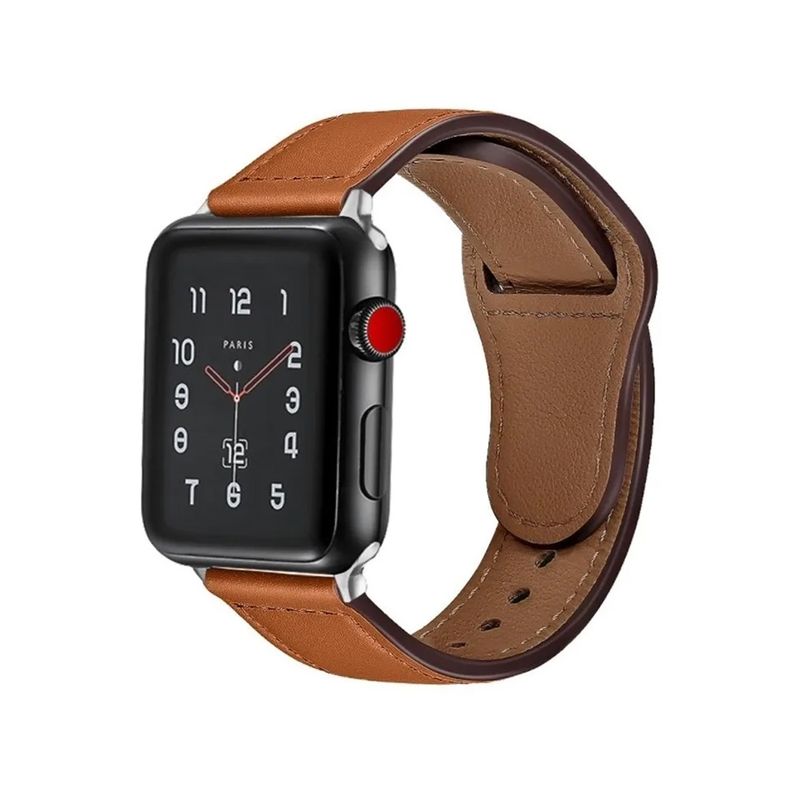 GENERICO - Correa Elegante Cuero Apple Watch Café 42mm 44mm 45mm