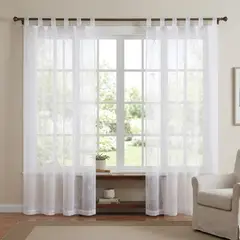 VELUTTI - Set Visillos Presilla Bordado Blanco