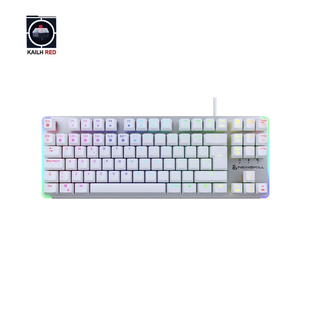 NEWSKILL - Teclado Gamer Gungnyr Pro Ivory RGB Switch Gateron Red