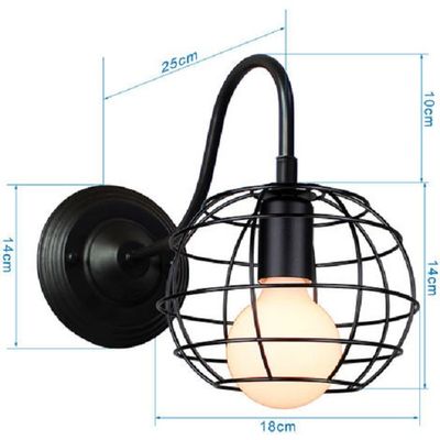 Imagen 2 del producto Aplique Muro Industrial Diseño Jaula Esfera De Hierro