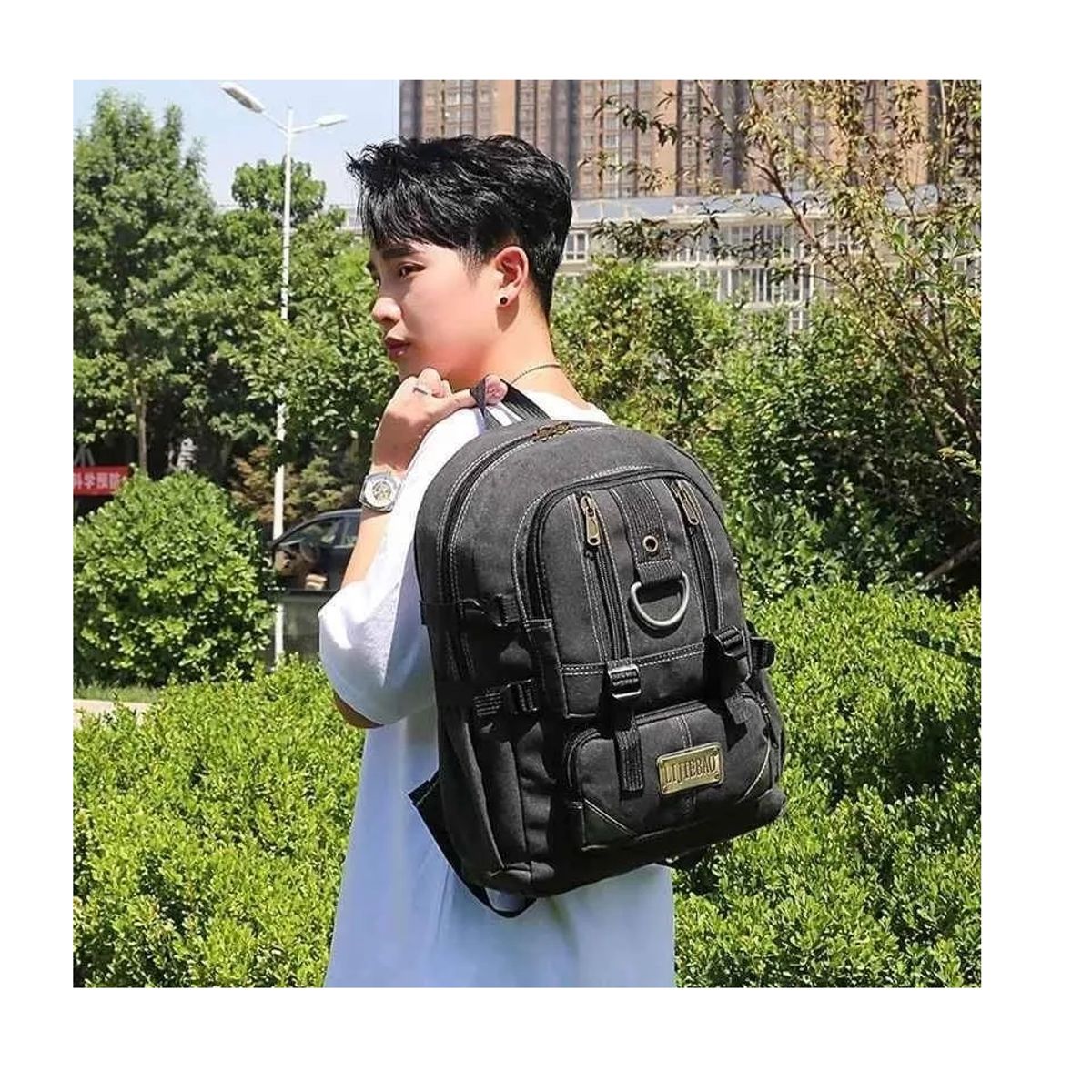 CARIBEE - Mochila Military Camuflada Casual Negro