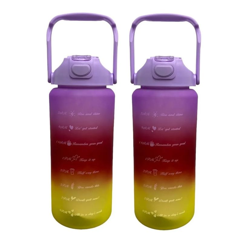 GENERICO - X2 Botella Deportiva Termo De Agua 2 Lt Botellas Motivacionales M