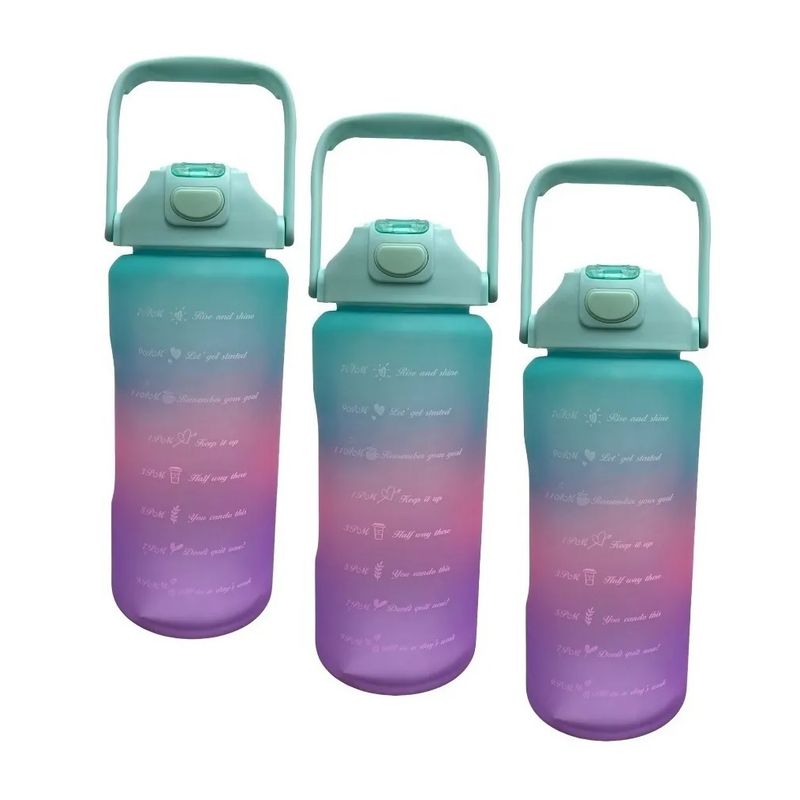 GENERICO - X3 Botella Deportiva Termo De Agua 2 Lt Botellas Motivacionales V