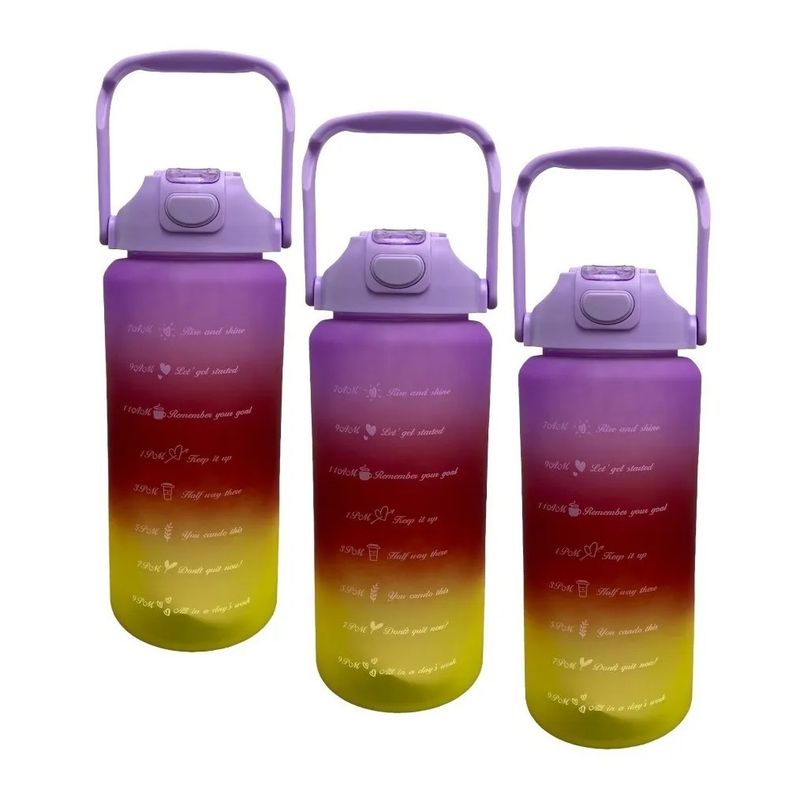GENERICO - X3 Botella Deportiva Termo De Agua 2 Lt Botellas Motivacionales M