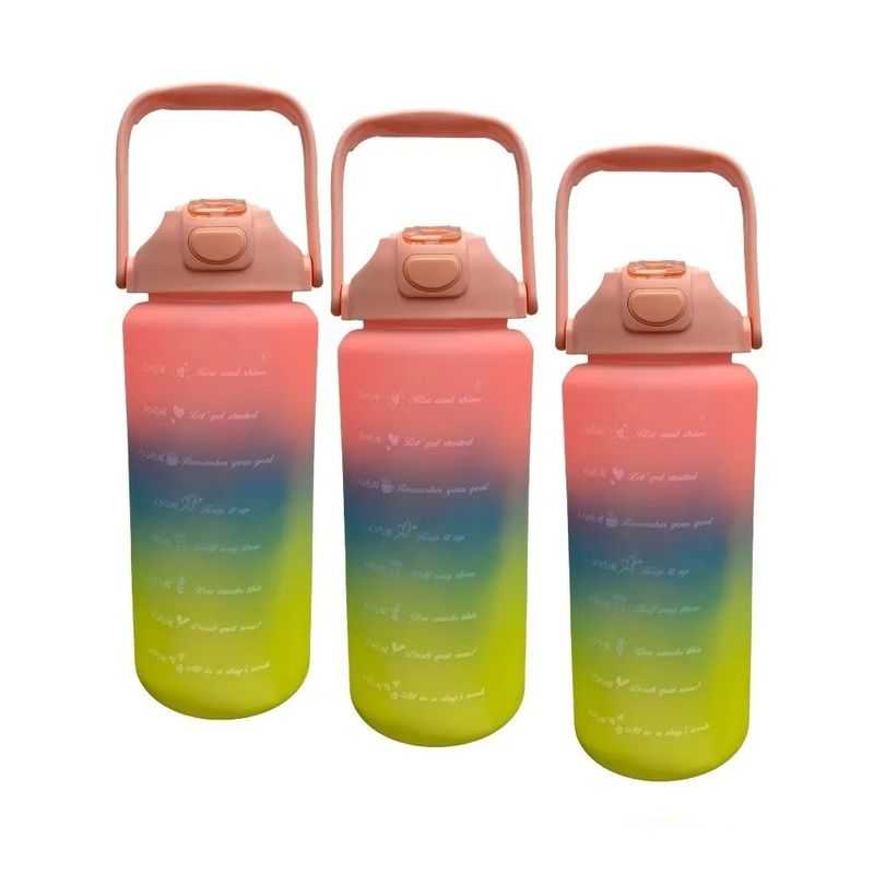 GENERICO - X3 Botella Deportiva Termo De Agua 2 Lt Botellas Motivacionales R