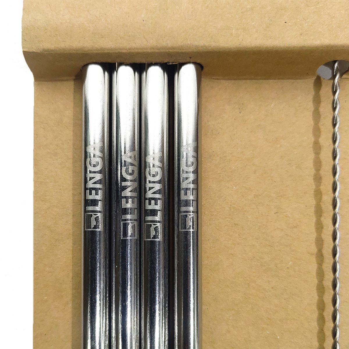 LENGA - Set 4 Bombillas Y 1 Accesorio Limpieza Acero Inox Lenga