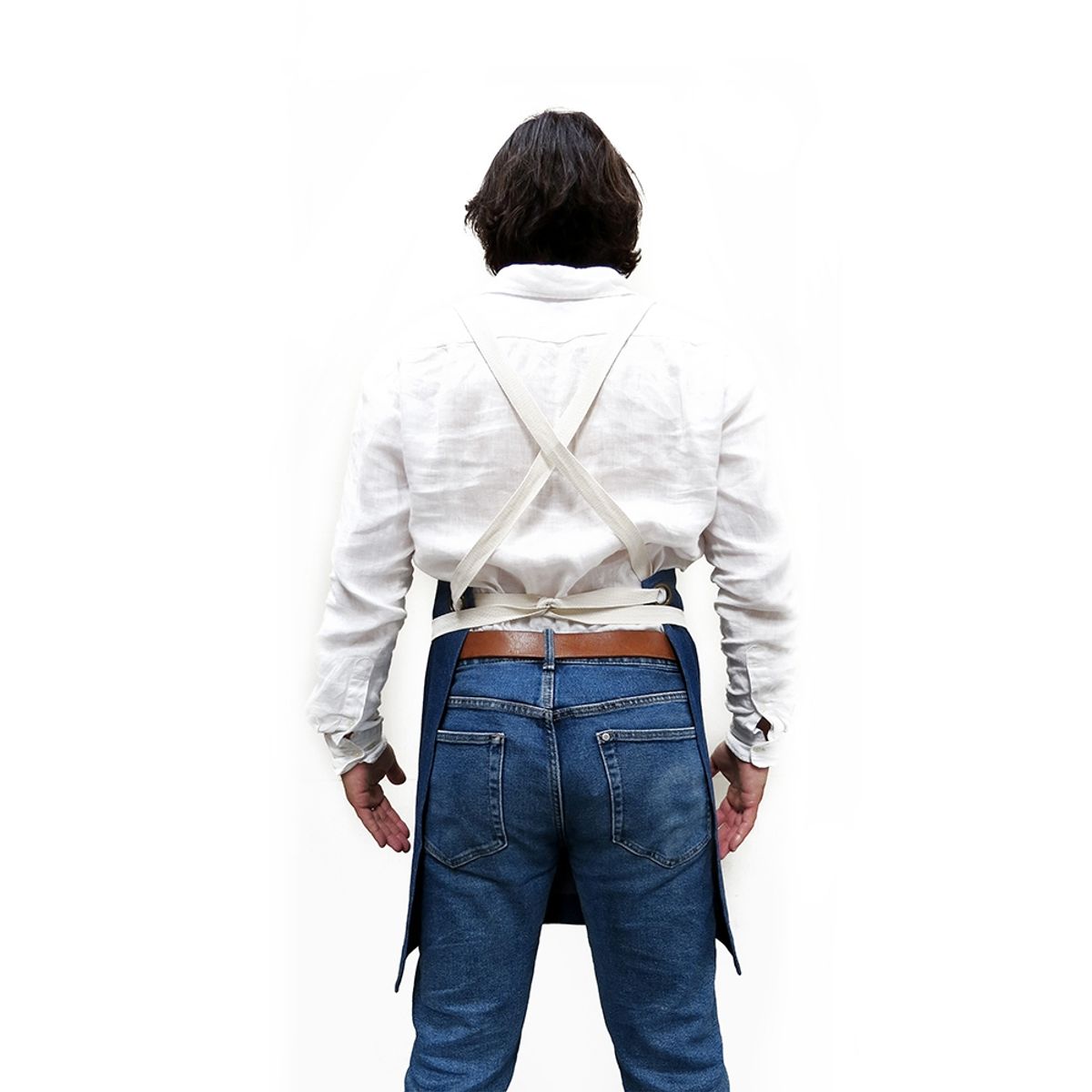 INDUSBORD - Pechera Jeans Azul Modelo Crossback Barista  - Tirante Blanco