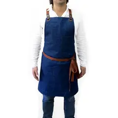 INDUSBORD - Pechera Jeans Azul Modelo Crossback Barista - Tirante Cafe