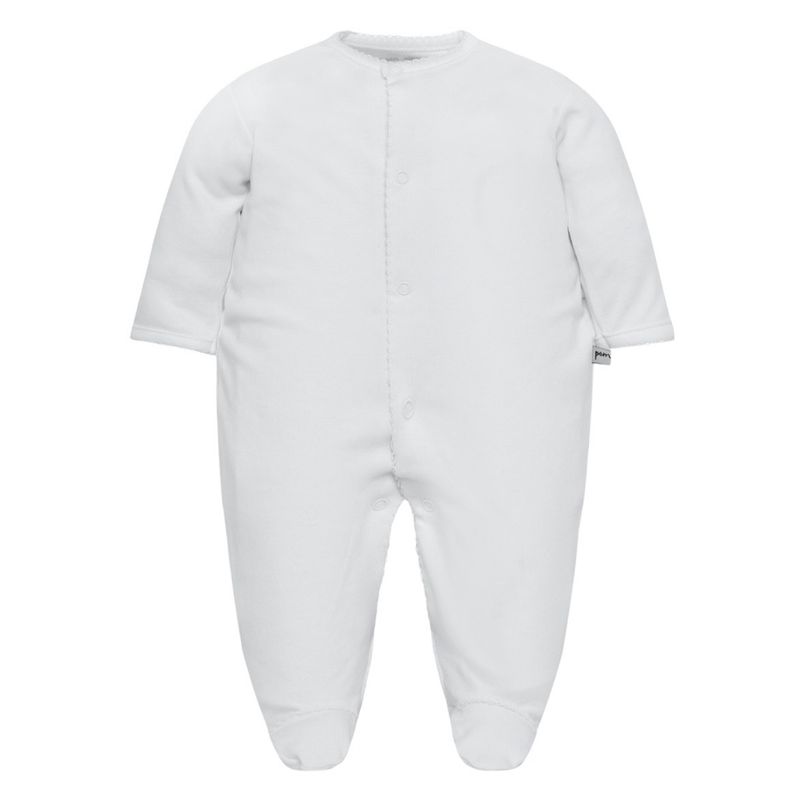 POMPON PIMA - Enterito Pijama bebé - Algodon Pima - Blanco - Pompon Pima