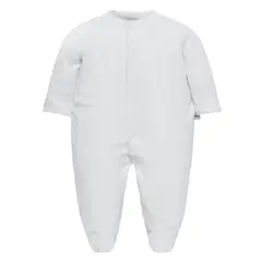 POMPON PIMA - Enterito Pijama bebé - Algodon Pima - Blanco -